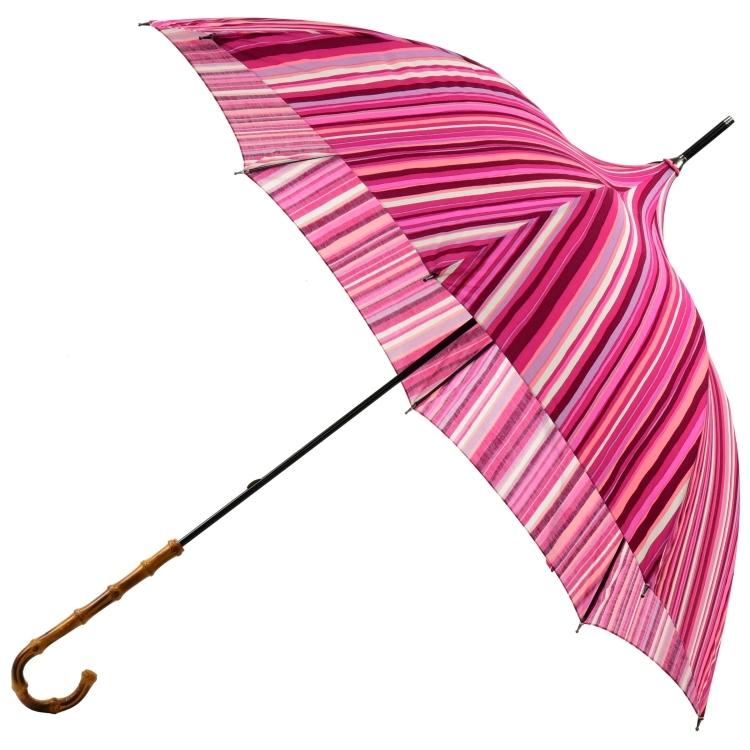 新品　晴雨兼用長傘 ピンク ストライプ 傘 レディース 長傘 晴雨兼用 ストライプ柄 パゴダ UVカット 関西染 彩
