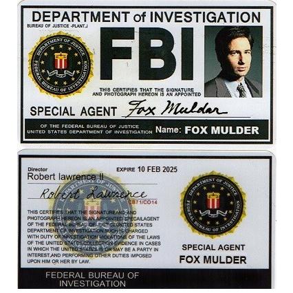 FBI パッチ　2枚セット ☆FBIバッジ＋合皮製ホルダー＋ IDカード2枚／ X-FILE／FOX
