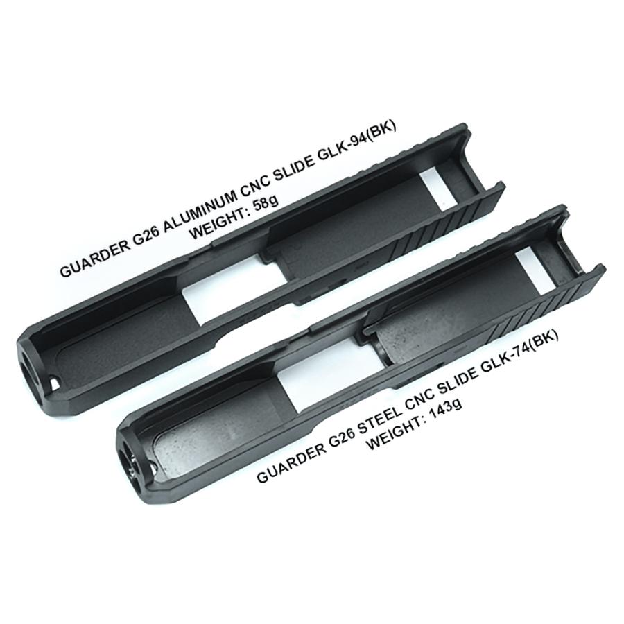 GLOCK-74(BK)　GUARDER スチールCNC スライド for マルイ G26 GLK-74(BK) ： BK GLOCK スチールCNC スライド for マルイ G26 GLK