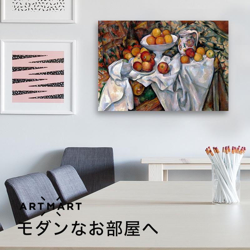 アートパネル アートボード セザンヌ リンゴとオレンジのある静物 60x45 A2 壁掛け インテリア 絵画 01_3
