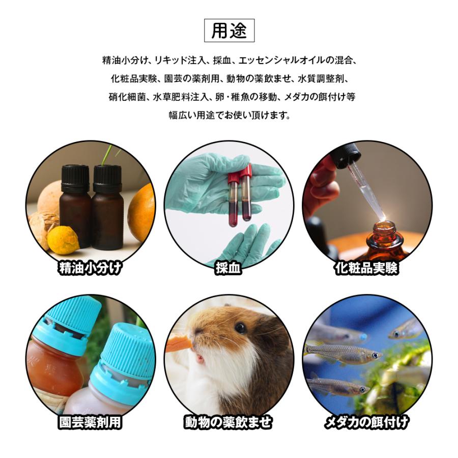 スポイト 3ml 20本セット 軽量 簡単 小分け ペット 餌やり アロマ用 実験 香料 化粧品 オイル 目安 目盛付き レジン 精油小分け｜hobbyone｜08