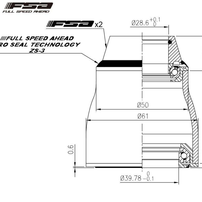 FSA エフエスエー NO.55-1 SX Pro (I/I) 5mm alloy 1-1/8 ヘッドパーツ
