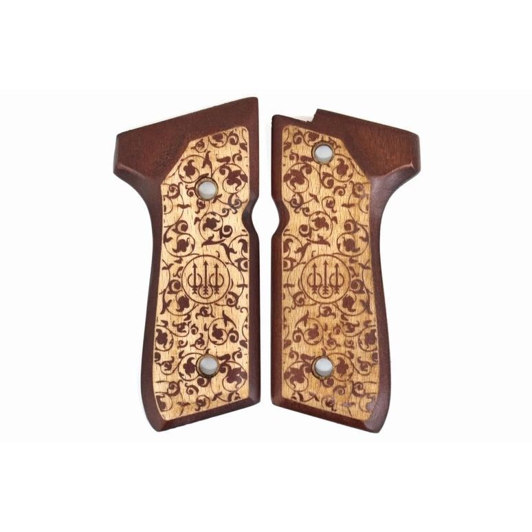 M92F エアガン対応 ベレッタ刻印 ウッド グリップパネル リーフ