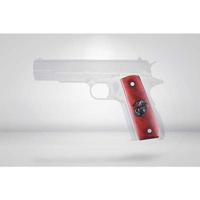 M1911A1 MEU 対応 ウッド グリップ パネル USMCメタルエンブレム ブラック｜hobbystorejp