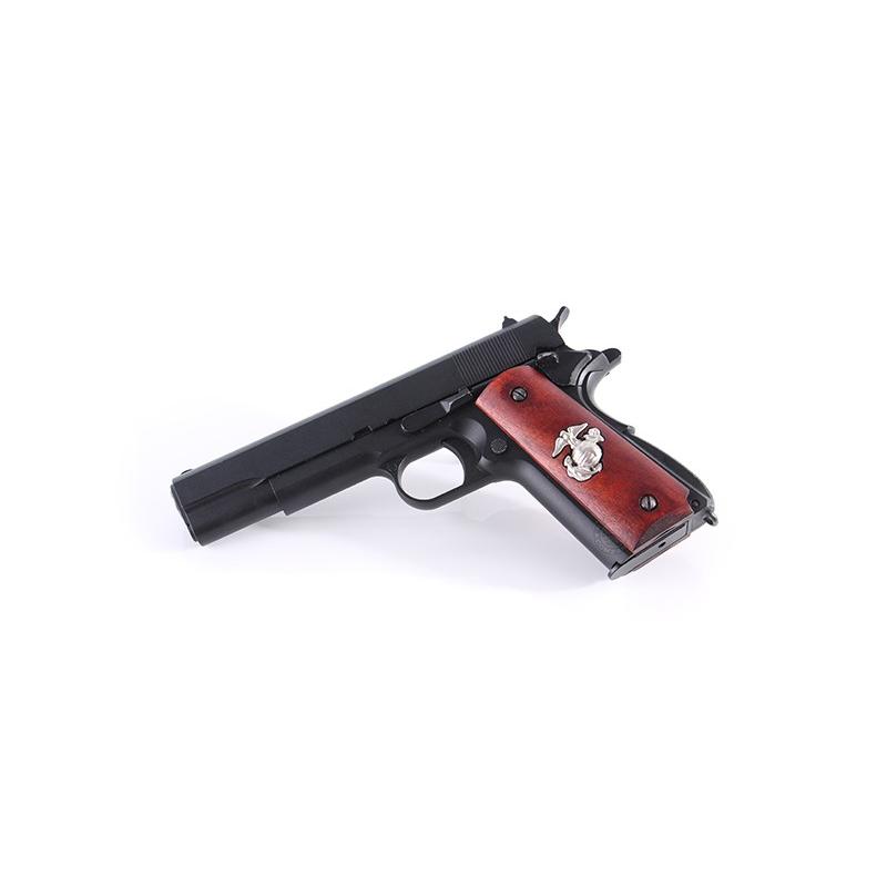 M1911A1 MEU 対応 ウッド グリップ パネル USMCメタルエンブレム シルバー｜hobbystorejp｜03