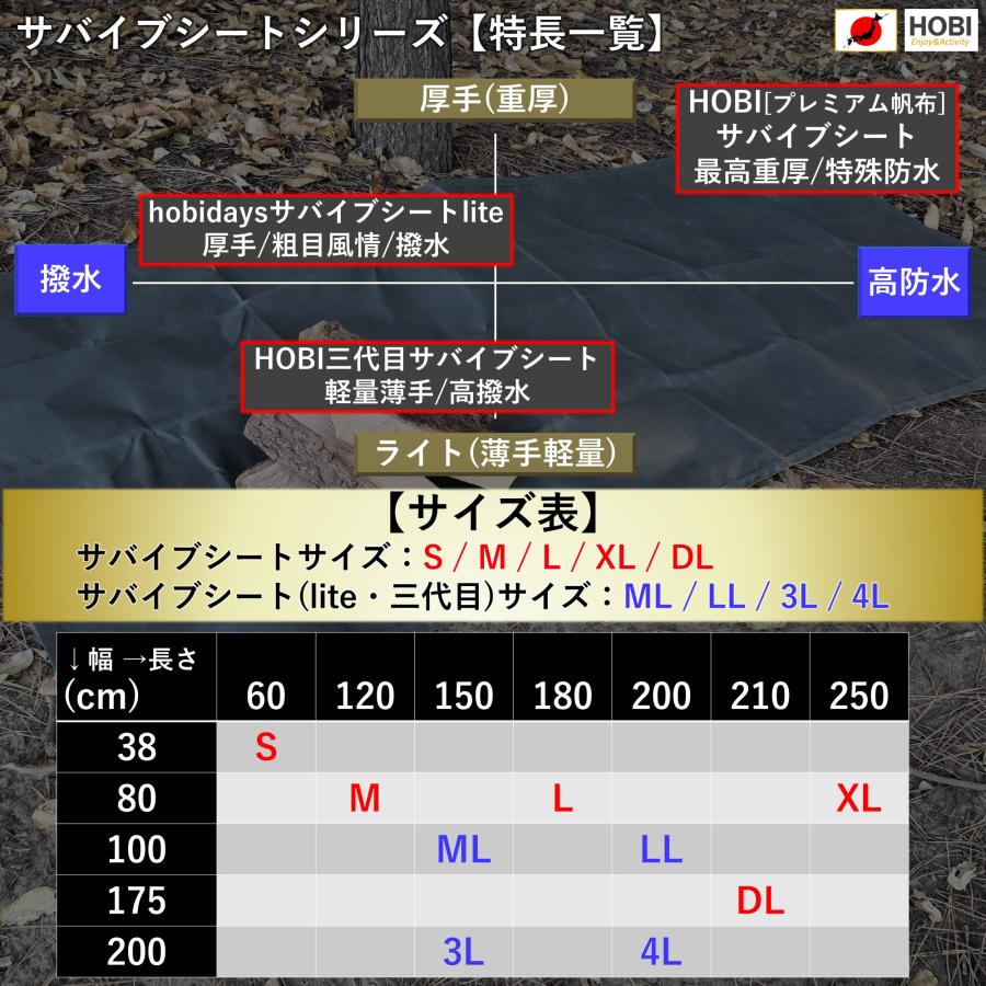 【新着商品】HOBI【日本製】サバイブシートL グランドシート プレミアム帆布( Amazon | HOBI【日本製】サバイブシートL グランドシート