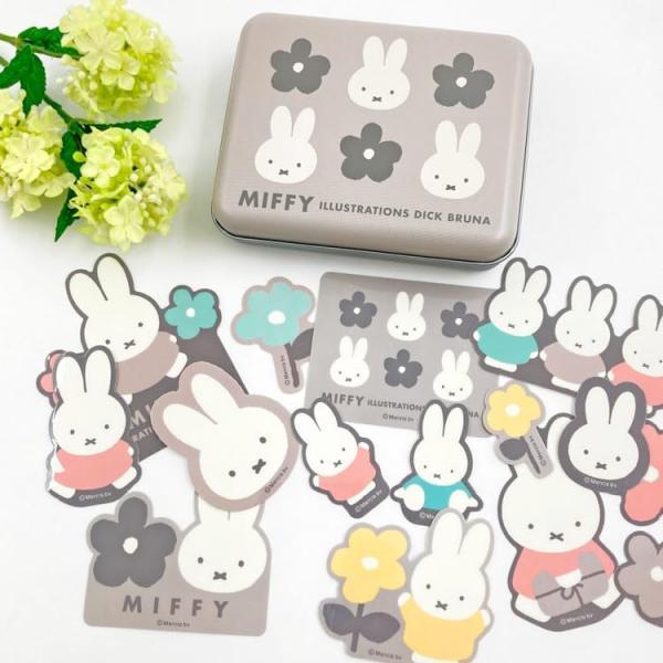 ミッフィー 缶入りステッカー グレー 053804 miffy ディックブルーナ  ぬいぐるみ グッズ おもちゃ 雑貨 * 即納