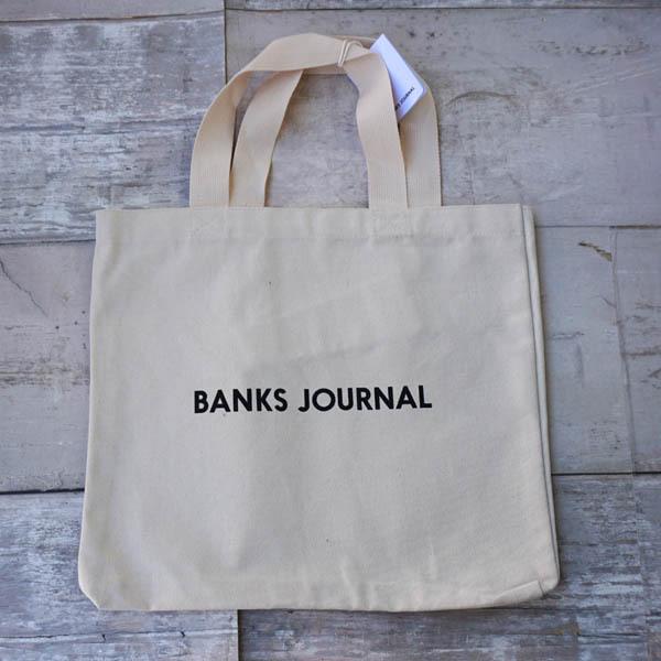 BANKS LABEL TOTE BAG(バンクス　エコバック　トートバッグ　キャンバス　スクエア　バッグ　バック）｜hobiejapan