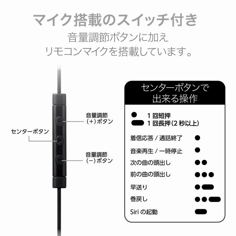 【ELECOM(エレコム)】イヤホン ステレオヘッドホン 有線タイプ セミオープン型 LightningiPhone/iPad マイク付 高耐久ケーブル ブラック[▲][EL]｜hobinavi2｜04