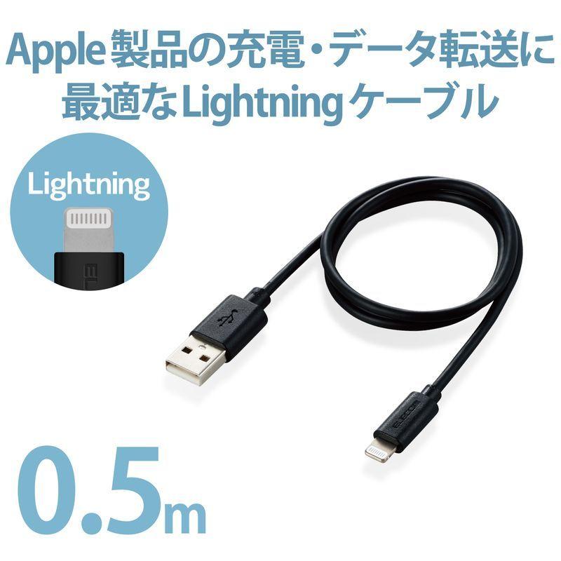 【ELECOM(エレコム)】iPhoneケーブル ライトニングケーブル 50cm iPad iPod データ通信 充電 USB-A Lightning ブラック RoHS指令準拠(10物質)[▲][EL]｜hobinavi2｜02