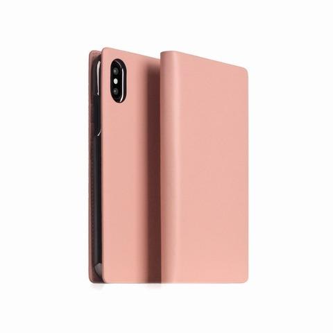 【SLG Design（エスエルジーデザイン）】手帳型スマホケース iPhone XS Max  Calf Skin Leather Diary ベビーピンクスマホケース iPhone アイフォン [▲][R]｜hobinavi2