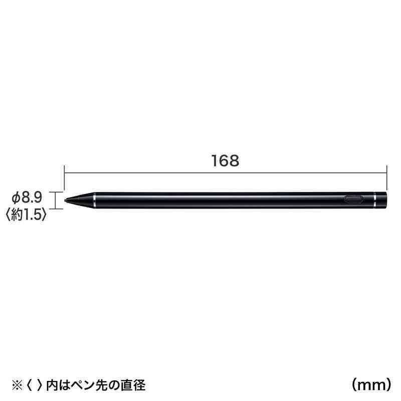 【サンワサプライ】充電式極細タッチペン（ブラック）　タブレット、スマートフォン対応 [▲][SW]｜hobinavi2｜05