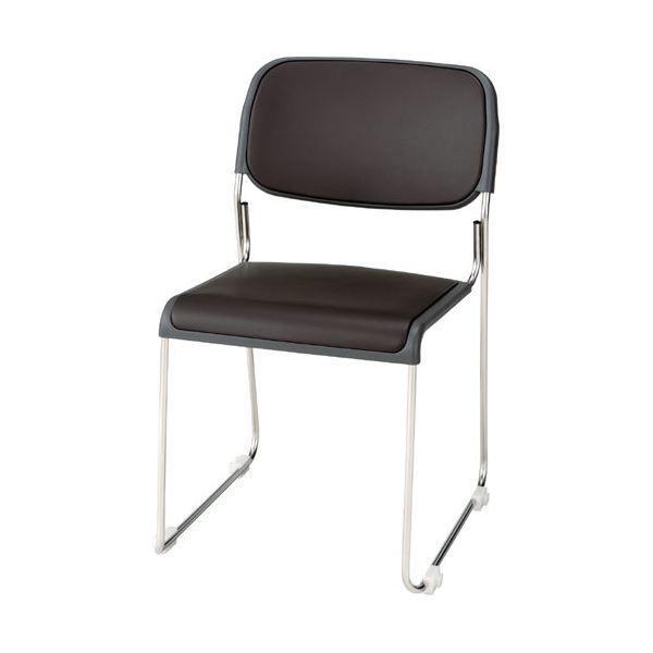 ジョインテックス 会議椅子(スタッキングチェア/ミーティングチェア) 肘なし 座面：合成皮革(合皮) FRK-S2LN BR ブラウン 完成品 生活[▲][TP]