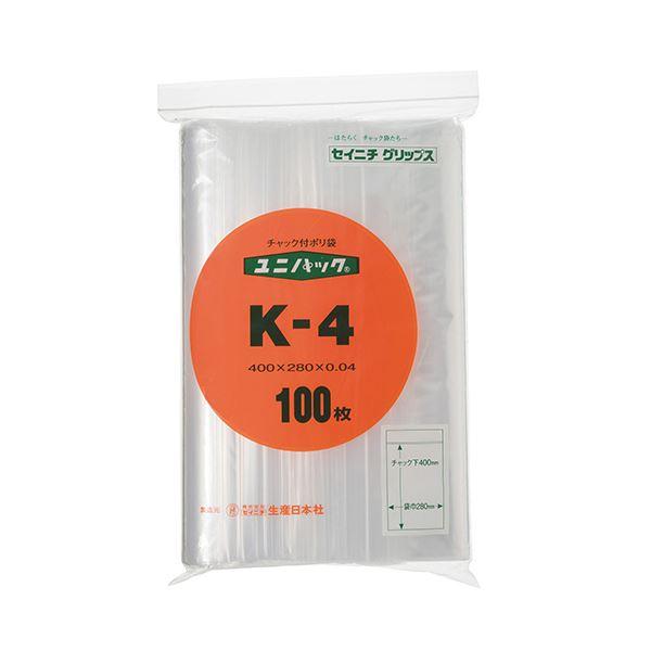 まとめ売り セイニチ ユニパック チャック付ポリエチレン ヨコ280×タテ400×厚み0.04mm K-4 1パック（100枚） ×5セット 生活用品 イ[▲][TP]