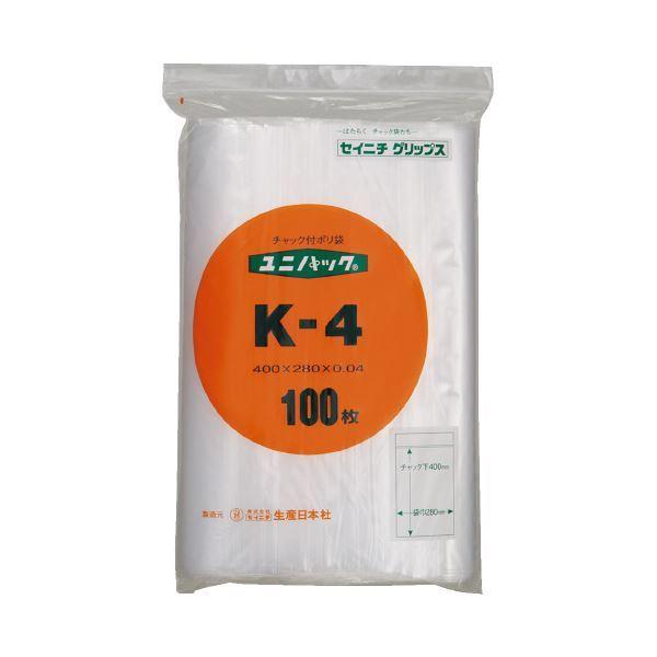まとめ売り生産日本社 ユニパックチャックポリ袋400*280 100枚K-4（×20セット 生活用品 インテリア 雑貨 文具 オフィス用品 袋類 ビ [▲][TP]