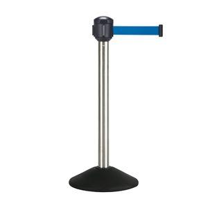 TERAMOTO（テラモト） ベルトパーテーションAW 屋外対応 ナイロンベルト 3.6m ヘアライン ベルト青 組立品 [▲][TP]