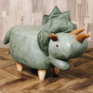 恐竜モチーフのスツール Triceratops（トリケラトプス）カーキ [▲][TP]