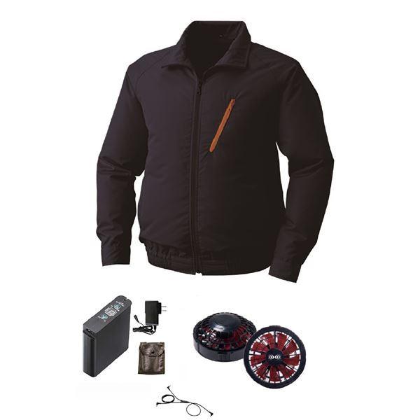 ポリエステル製 長袖 空調服/作業着 【ファンカラー：ブラックレッド カラー：ネイビー XL】 リチウムバッテリー付き KU90510【代引不可】[▲][TP] :ds 2389649:スマホグッズのホビナビ