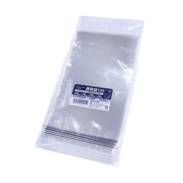 ショーエイコーポレーション ヘッダー付きOPP袋 150×(30+250)+30mm 0.03mm厚 P3150250 1セット(2000枚：100枚×20パック) [▲][TP]