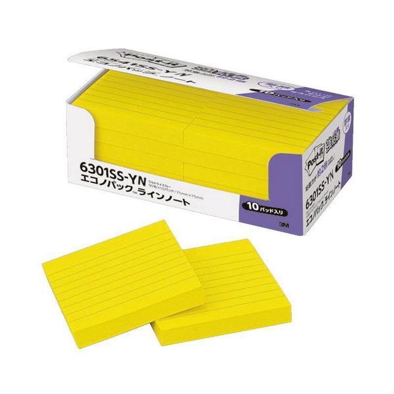 まとめ買い スリーエムジャパン Post-it強粘着ノート 6301SS-YN 縦75×横75mm ビビットイエロー  [▲][TP]