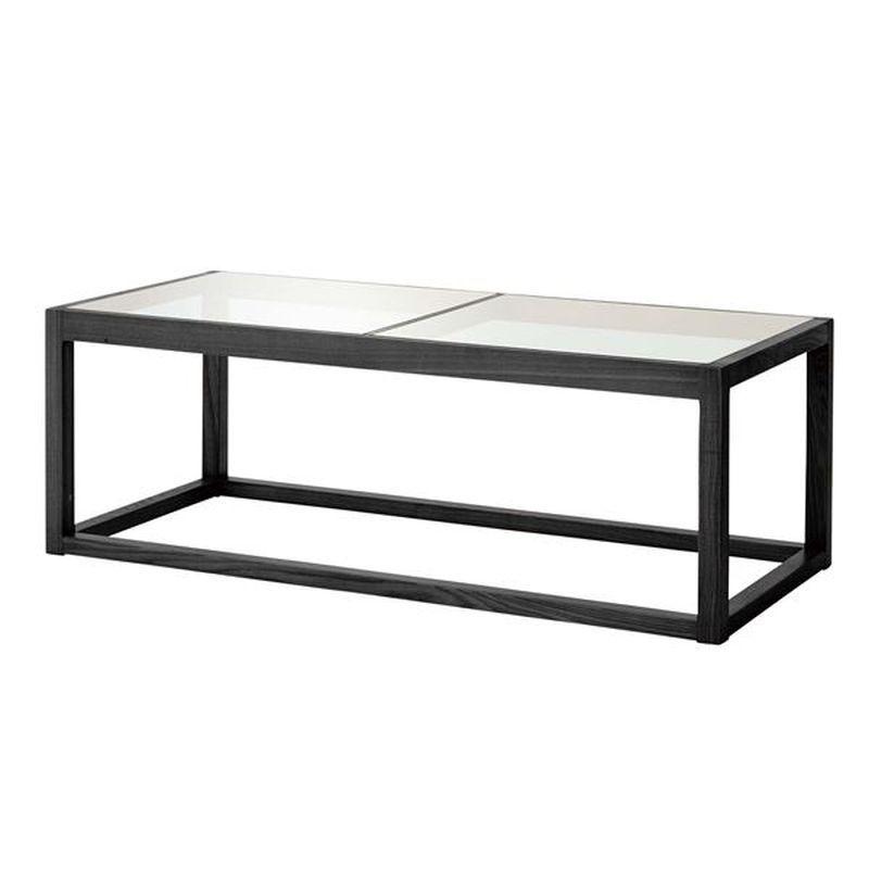 ガラステーブル 約W110×D50×H38cm ブラック 完成品 [▲][TP]