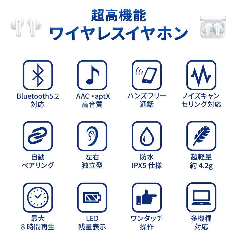ワイヤレスイヤホン Bluetooth 5.2 iphone おすすめ 安い イヤホン iphone13 iphone13 mini iphone13 pro max iPhoneSE3 SE3 第3世代 マイク | ブランド登録なし | 07
