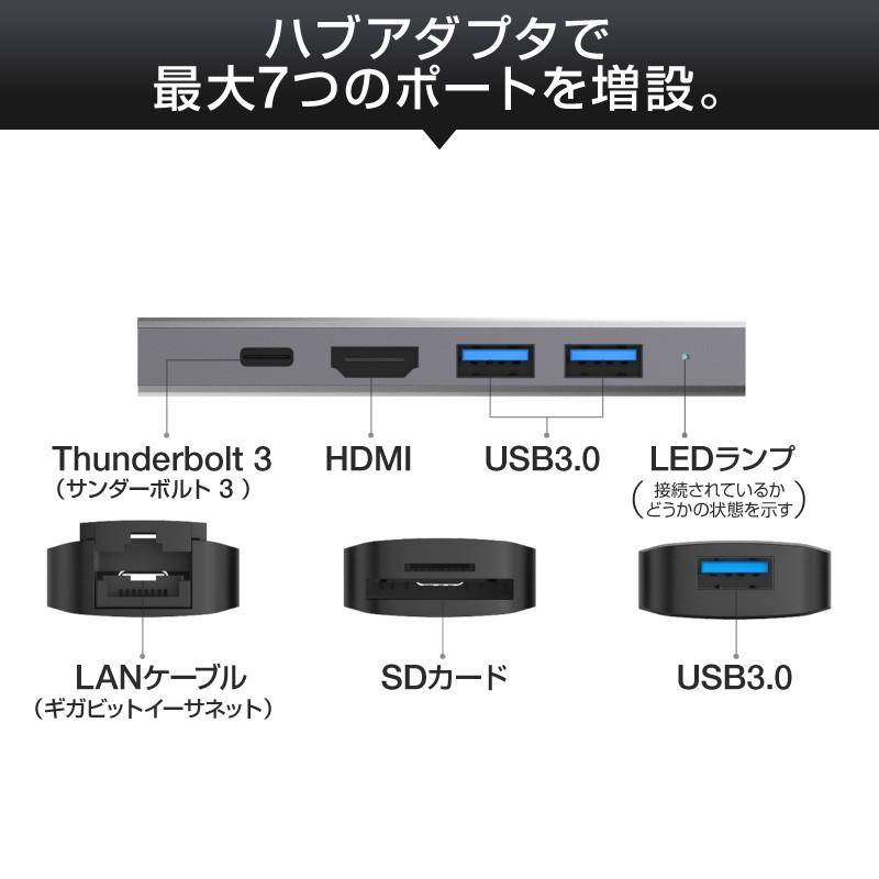 ハブ アダプタ USB TYPE C マルチポートアダプター タイプc 変換アダプター USB-Cハブ type-cハブ カードリーダー タイプc変換アダプター mac os macbook pro｜hobinavi｜05