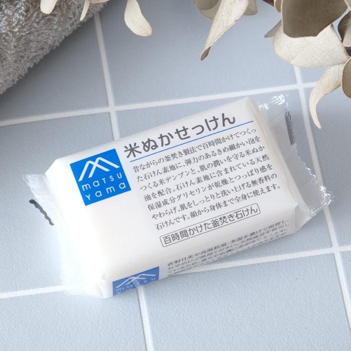 松山油脂 米ぬかせっけん Ｍマーク 石鹸 石けん 乾燥 保湿 潤い 敏感肌 釜焚き製法 天然保湿 メール便 | M-mark
