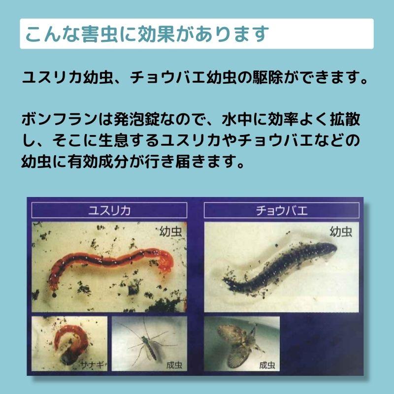 「お買い得」ボンフラン5ｇ×100錠 10袋入/ケース販売 効果 害虫駆除 殺虫剤 コバエ 幼虫駆除 発生源 排水口 排水溝 側溝 汚水 錠剤 発泡錠_5