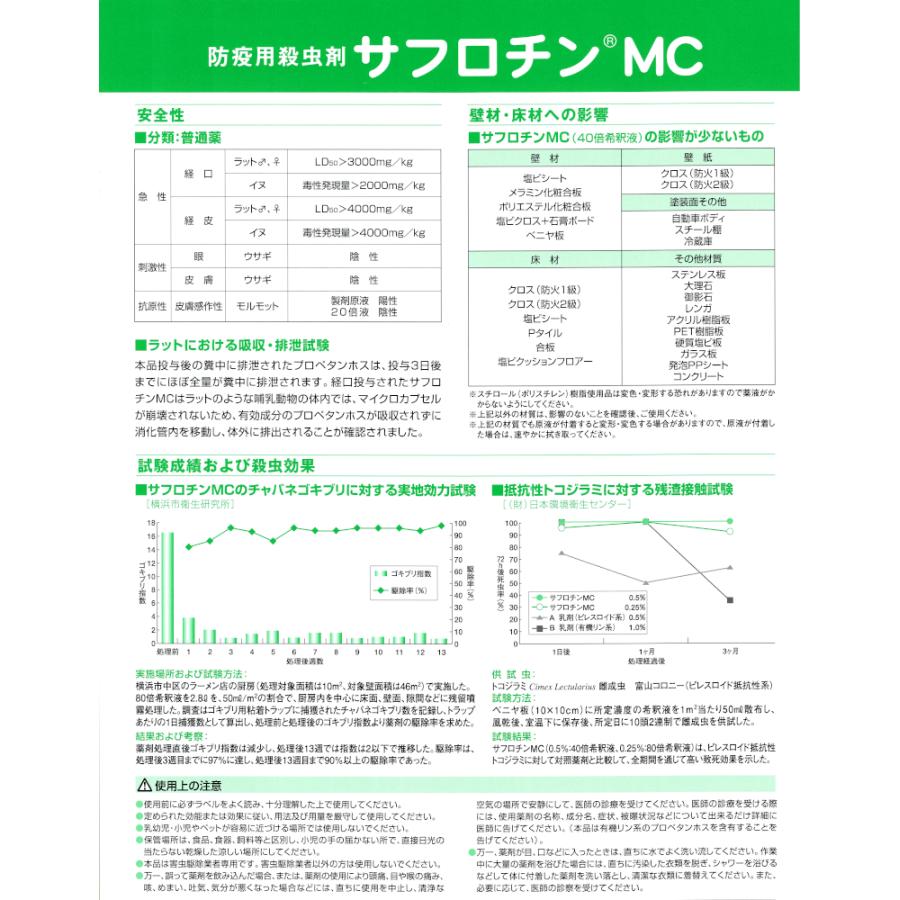 あすつく 殺虫剤 ゴキブリ駆除 サフロチンMC 1L チャバネ ノミ イエダニ トコジラミ ナンキンムシ 南京虫 マダニ 屋内 屋外 害虫 液体 効果【第2類医薬品】