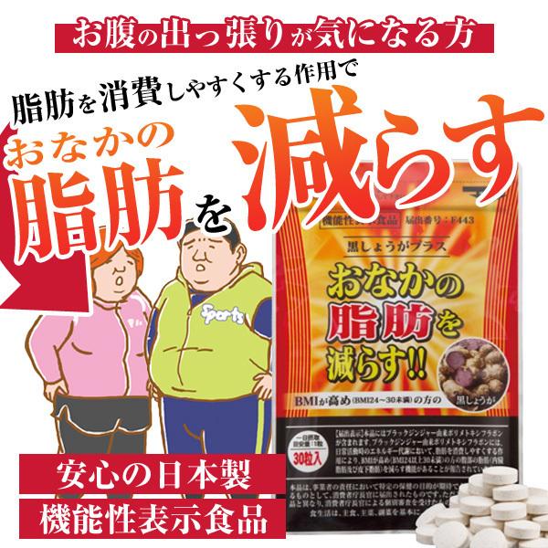 黒しょうがプラス 初回限定 おなかの脂肪 内臓脂肪 皮下脂肪を減らす 機能性表示食品 1袋 約1ヶ月分｜hohoemi-club｜02