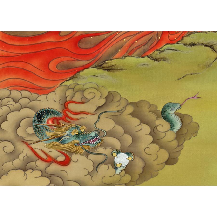 「極彩色 大型 二河白道図」江戸後期頃筆 1枚|浄土宗 仏画 仏教美術 和本 極彩色 大型 二河白道図」江戸後期頃筆 1枚|浄土宗 仏画 仏教