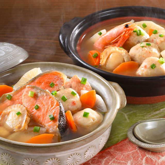 海鮮鍋 海鮮鍋セット 電子レンジで簡単調理 小樽の小鍋4個入り（鮭