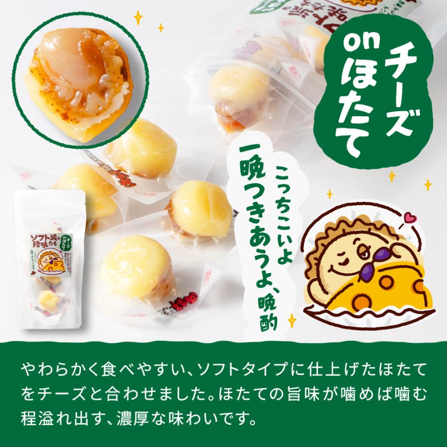 おつまみ ソフト派の珍味たち 【選べる】チーズ 帆立 鮭 焼きいか 8粒