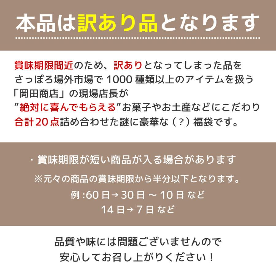 福袋 2026 食品 お菓子 北海道 送料無料 訳あり 謎袋 詰め合わせ 20点セット お土産 食品ロス 爆買 母の日
