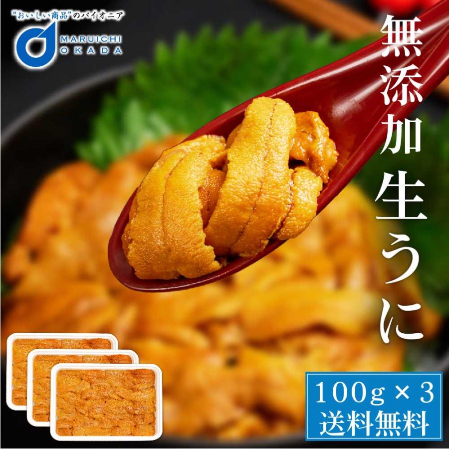 生ウニC品!3本 生うに 100g 3パックセット チリ産 無添加 みょうばん不使用 お刺身用