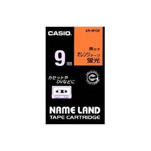 （まとめ）カシオ CASIO 蛍光テープ XR-9FOE 橙に黒文字 9mm〔×5セット〕