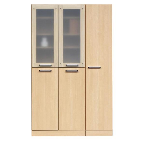 食器棚 幅111cm ナチュラル 木製 ガラス扉 可動棚付き 日本製 フリーボード キャビネット Angel エンジェル 完成品 開梱設置