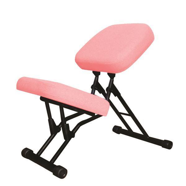 【最安値挑戦】 学習椅子/ワークチェア 〔ピンク×ブラック〕 スチールパイプ 折り畳み 日本製 幅440mm キッズチェア、学習椅子