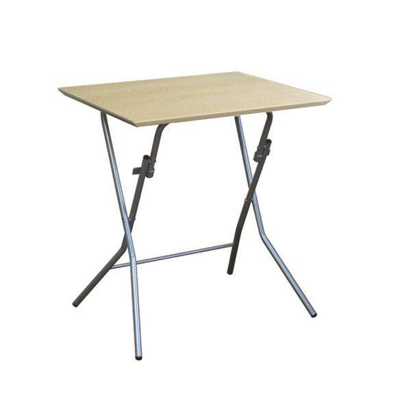折りたたみテーブル 〔幅63.5cm ナチュラル×シルバー〕 日本製 木製 スチールパイプ