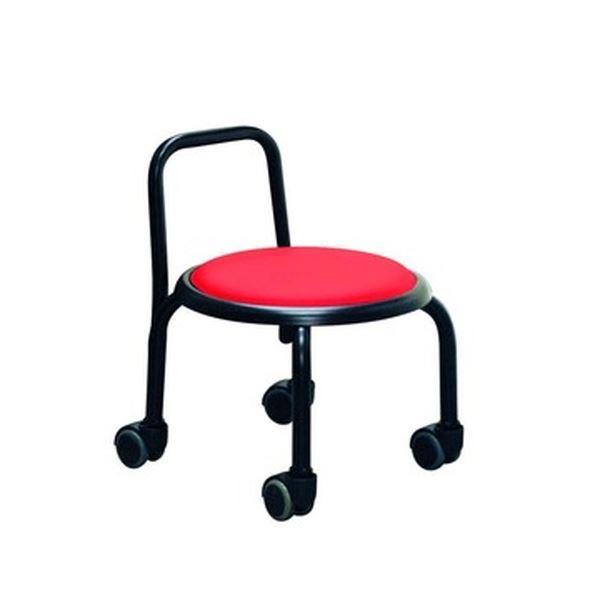 【予約中！】 スタッキングチェア/丸椅子 〔1脚販売 レッド×ブラック〕 幅32cm スチールパイプ チェア用床保護マット