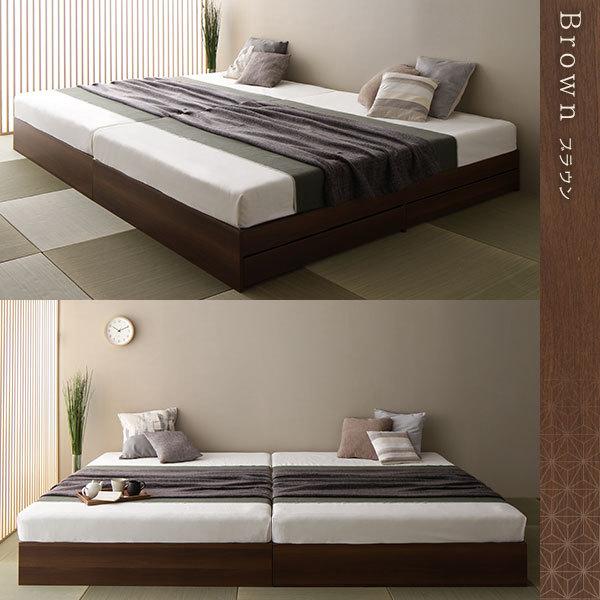販売の人気 ベッド 収納付き シングルベッド ベッドフレームのみ 木製 和 モダン ブラウン シングル