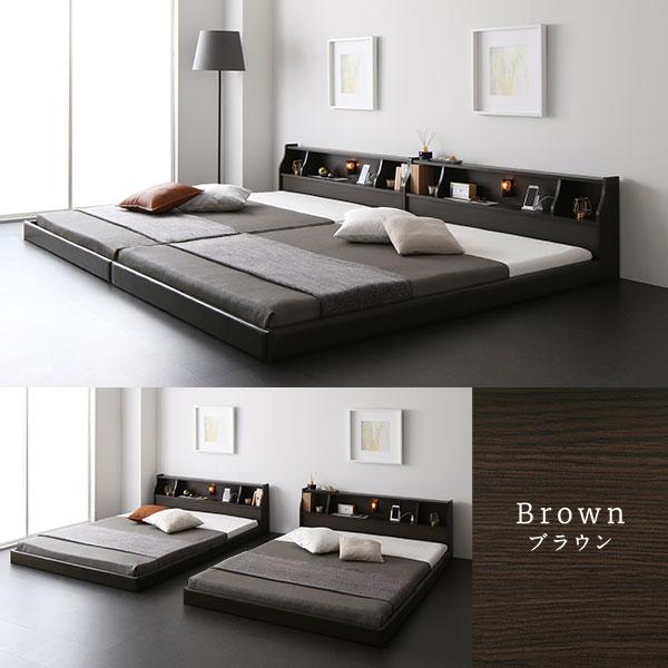 仕入れ・購入サイト ベッド 低床 ローベッド 木製 コンセント付き ブラック ワイドキングベッド ベッドフレームのみ