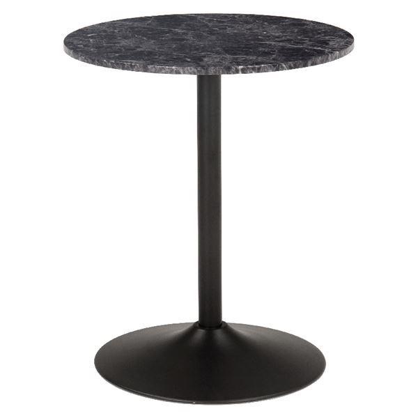ダイニングテーブル/食卓机 〔丸型 マーブルブラック〕 約直径60×高さ70cm 石目調 カフェテーブル 組立品 〔リビング〕