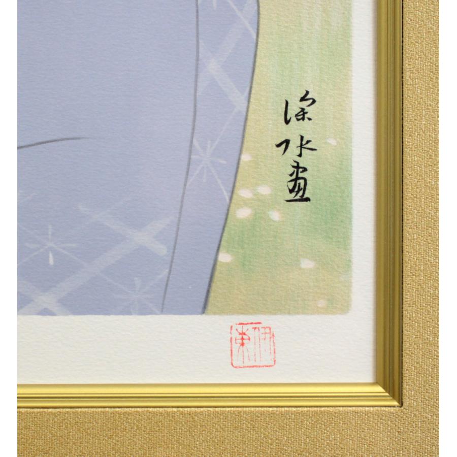 伊東深水『春雨』リトグラフ 絵画 北海道画廊