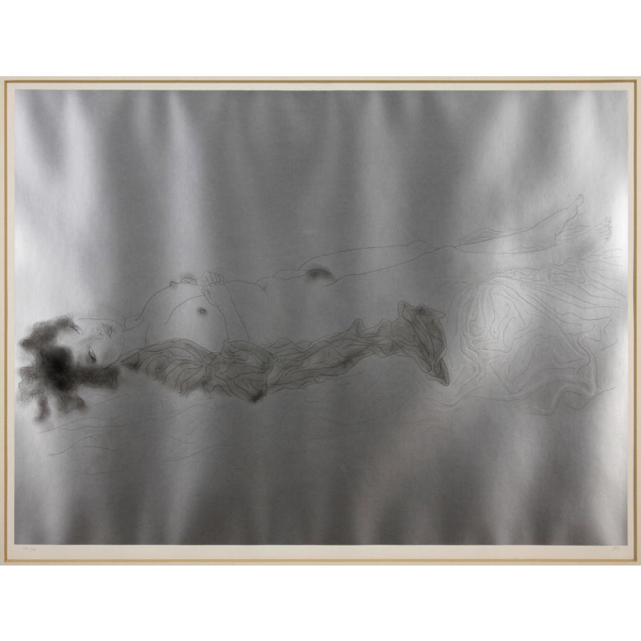 加山又造 「黒いガウンの裸婦 81-A」 リトグラフ 版画 絵画 - 北海道画廊の画像