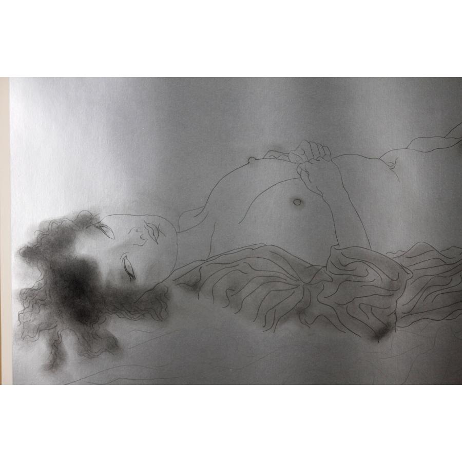 加山又造 「黒いガウンの裸婦 81-A」 リトグラフ 版画 絵画 - 北海道画廊の画像