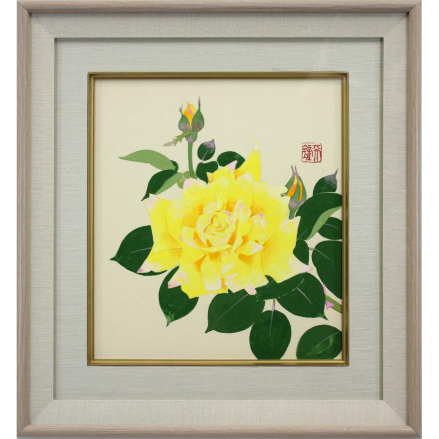 浅野天鐘 「黄バラ」 日本画 絵画 - 北海道画廊 : 北海道画廊 Yahoo!店