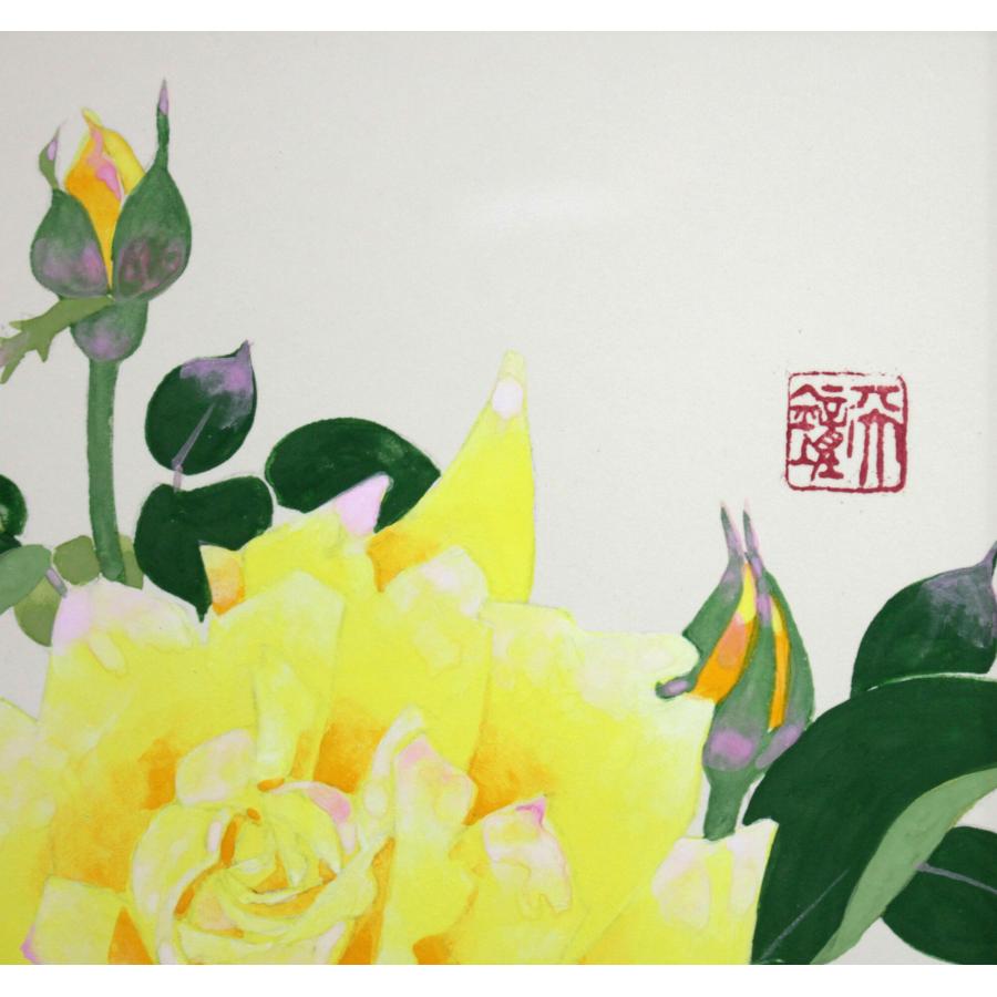 浅野天鐘 「黄バラ」 日本画 絵画 - 北海道画廊 : 北海道画廊 Yahoo!店