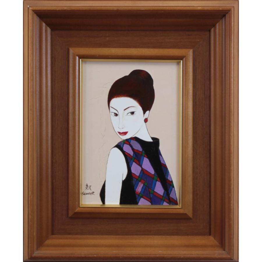 絵画「スカーフの女」油絵 川瀬紀深子 額装済み